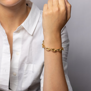 9ct Silverfilled Yellow Gold Fancy Curb Chain Bracelet
