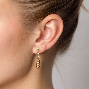 9ct White Gold Silverfilled Textured Teardrop Earrings