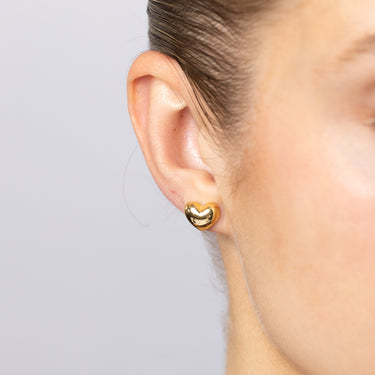 9ct Yellow Gold Silverfilled Polished Heart Stud Earrings