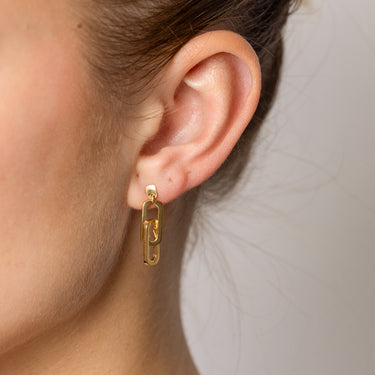 9ct Yellow Gold Silverfilled Double Link Drop Earrings