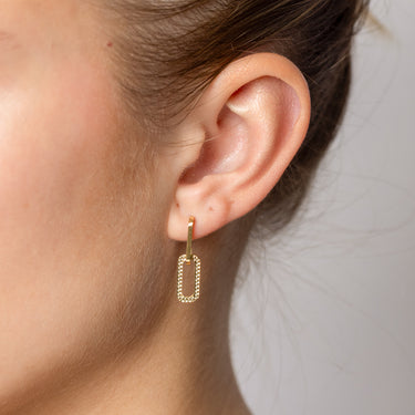 9ct Yellow Gold Silverfilled Textured Double Link Drop Earrings