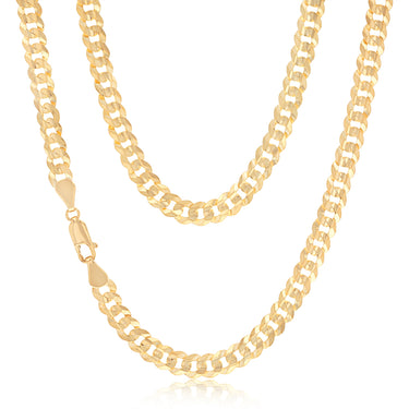 9ct Yellow Gold Silver Filled Curb Concave Lightweight 130 Gauge 50cm Chain