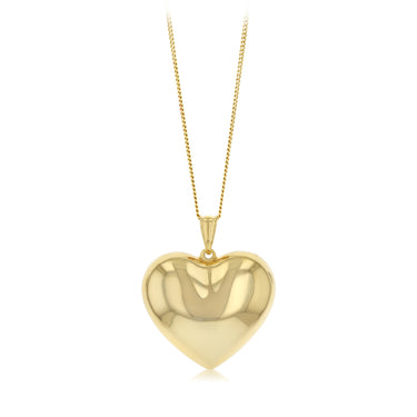 9ct Yellow Gold Silverfilled Polished Puffed Heart Pendant