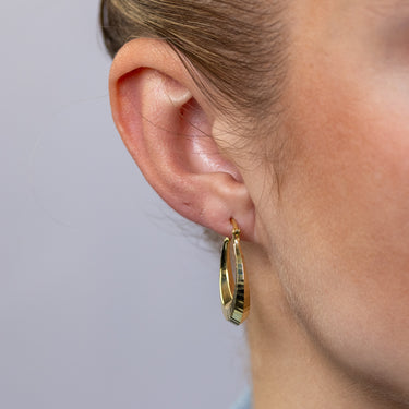 9ct Yellow Gold Silverfilled Textured Creole Dicut Hoop Earrings