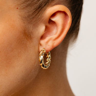 9ct Yellow Gold Silverfilled Fancy Twist Hoop Earrings