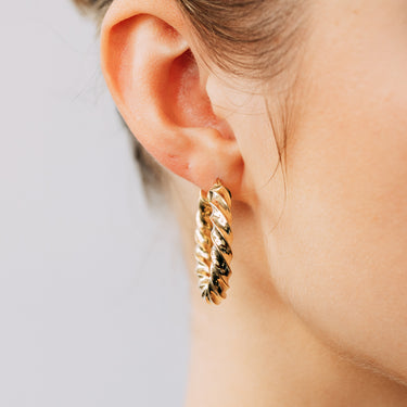 9ct Yellow Gold Silverfilled Fancy Twist Hoop Earrings