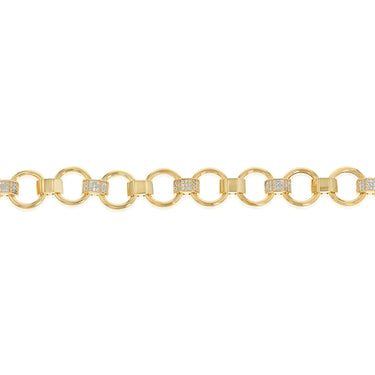 14ct Yellow Gold Silver Filled Cubic Zirconia Belcher 19cm Bracelet