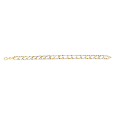 14ct Two Tone Yellow and White Gold Silver Filled Fancy Long Linked 19cm Bracelet
