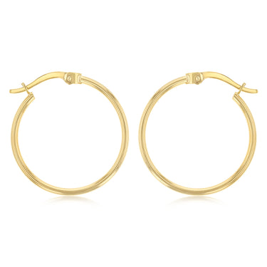 9ct Yellow Gold Silver Filled Plain 20mm Hoop Earrings