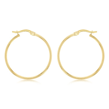 9ct Yellow Gold Silver Filled Plain 25mm Hoop Earrings