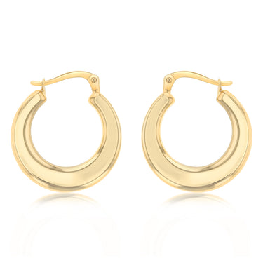 14ct Yellow Gold Silver Filled Polished Creole Hoop Earrings