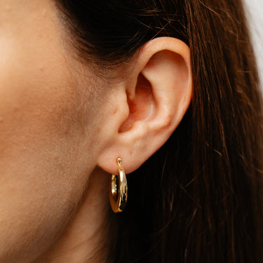 14ct Yellow Gold Silver Filled Polished Creole Hoop Earrings