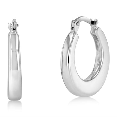 14ct White Gold Silver Filled Polished Creole Hoop Earrings