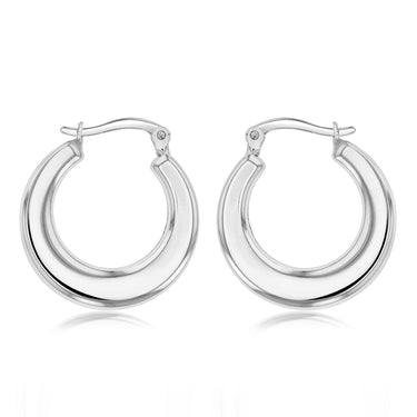 14ct White Gold Silver Filled Polished Creole Hoop Earrings