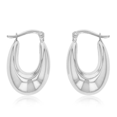 14ct White Gold Silver Filled Fancy Creole Hoop Earrings
