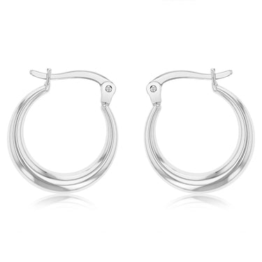 14ct White Gold Silver Filled Creole Hoop Earrings
