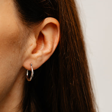 14ct White Gold Silver Filled Creole Hoop Earrings