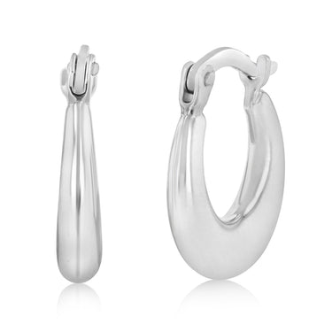 14ct White gold Silver Filled Petite Creole Hoop Earrings