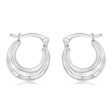 14ct White gold Silver Filled Petite Creole Hoop Earrings