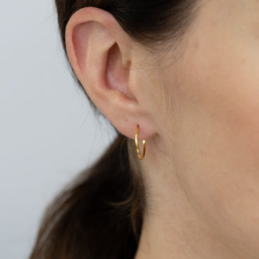 9ct Yellow Gold Silver Filled Plain 15mm Hoop Earrings