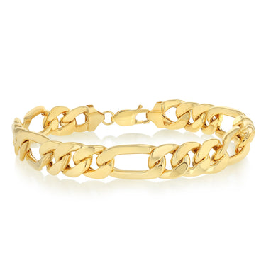 9ct Yellow Gold Silverfilled Figaro 21cm Bracelet