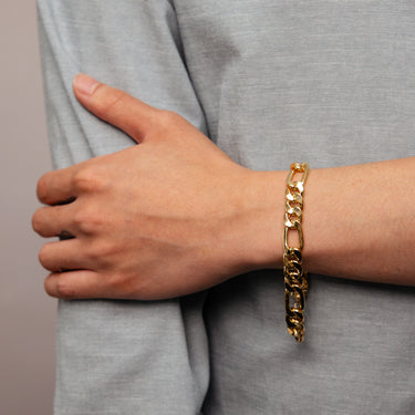 9ct Yellow Gold Silverfilled Figaro 21cm Bracelet