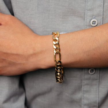 9ct Yellow Gold Silverfilled Figaro 23cm Bracelet