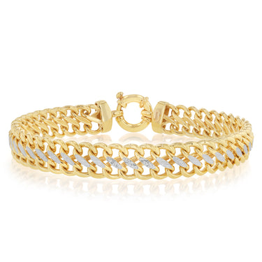9ct Yellow Gold Silverfilled Dicut Mesh 19cm Bracelet