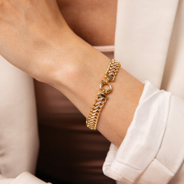 9ct Yellow Gold Silverfilled Dicut Mesh 19cm Bracelet