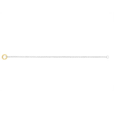 9ct Yellow Gold and Sterling Silver Fancy Rolo 19cm Bracelet