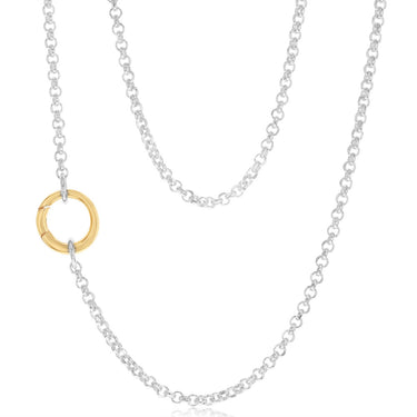 9ct Yellow Gold and Sterling Silver Fancy Rolo 45cm Chain