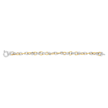9ct Yellow Gold and Sterling Silver 20cm Fancy Belcher Bracelet with Bolt Ring Clasp