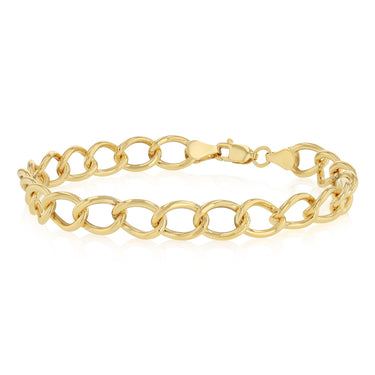 9ct Yellow Gold Silverfilled Wide Curb 19cm Bracelet
