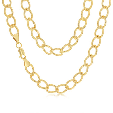 9ct Yellow Gold Silver Filled Wide Curb 50cm Chain