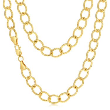 9ct Yellow Gold Silver Filled Wide Curb 60cm Chain