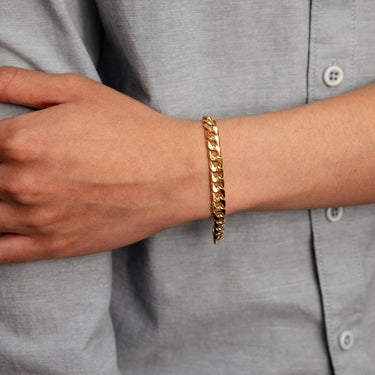 9ct Yellow Gold Copperfilled Flat Curb 21cm Bracelet
