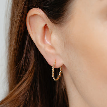 9ct Yellow Gold Silverfilled Twist 15mm Hoop Earrings