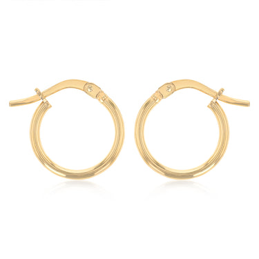 9ct Yellow Gold Silverfilled Plain 10mm Hoop Earrings