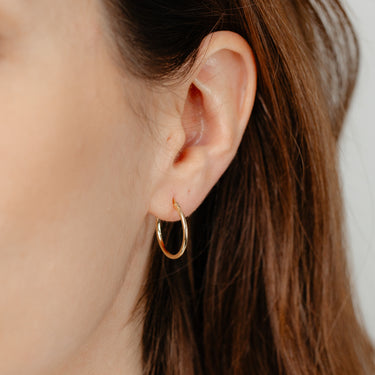 9ct Yellow Gold Silverfilled Plain 15mm Hoop Earrings