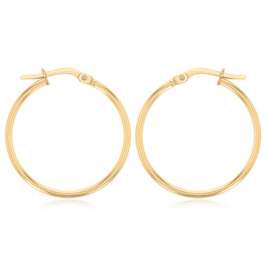 9ct Yellow Gold Silverfilled Plain 20mm Hoop Earrings