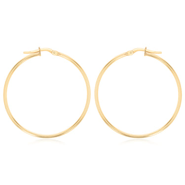 9ct Yellow Gold Silverfilled Plain 30mm Hoop Earrings