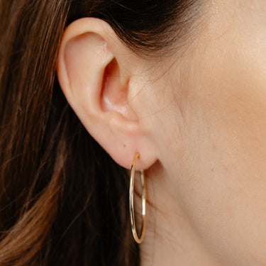 9ct Yellow Gold Silverfilled Plain 30mm Hoop Earrings