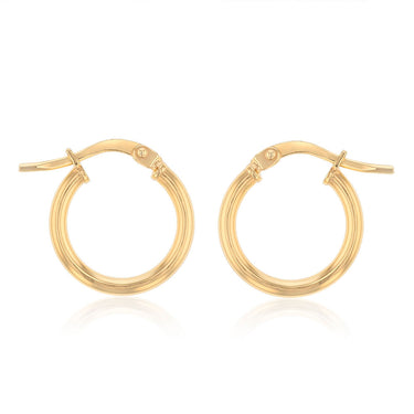 9ct Yellow Gold Silverfilled Polished 10mm Hoop Earrings