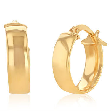 9ct Yellow Gold Silverfilled Thick 10mm Hoop Earrings