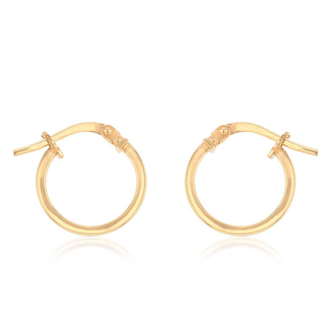 9ct Yellow Gold Silverfilled Flat 10mm Hoop Earrings