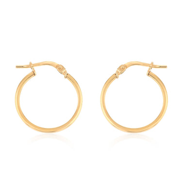 9ct Yellow Gold Silverfilled Flat 15mm Hoop Earrings
