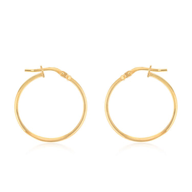 9ct Yellow Gold Silverfilled Flat 20mm Hoop Earrings
