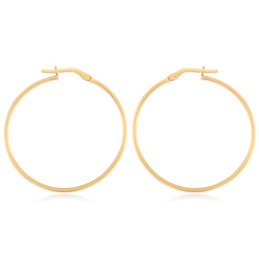 9ct Yellow Gold Silverfilled Flat 30mm Hoop Earrings