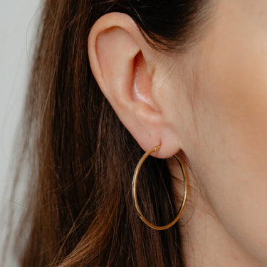 9ct Yellow Gold Silverfilled Flat 30mm Hoop Earrings
