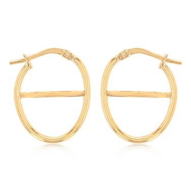 9ct Yellow Gold Silverfilled Fancy Oval Hoop Earrings